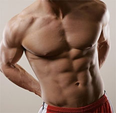 muscular body with protein powder